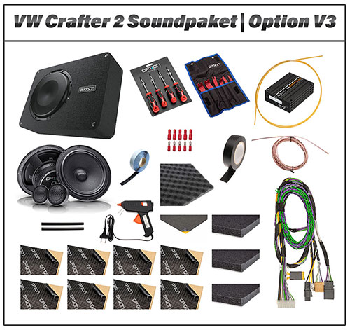VW Crafter 2 DSP-Endstufe Subwoofer einbauen Soundpaket V3