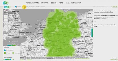 Versorgung dab in Deutschland landkarte